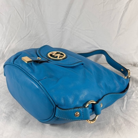 AUTHENTIC MK - MICHAEL KORS GENUINE LEATHER Aqua Blue SHOULDER BAG with WALLET - Picture 7 of 16